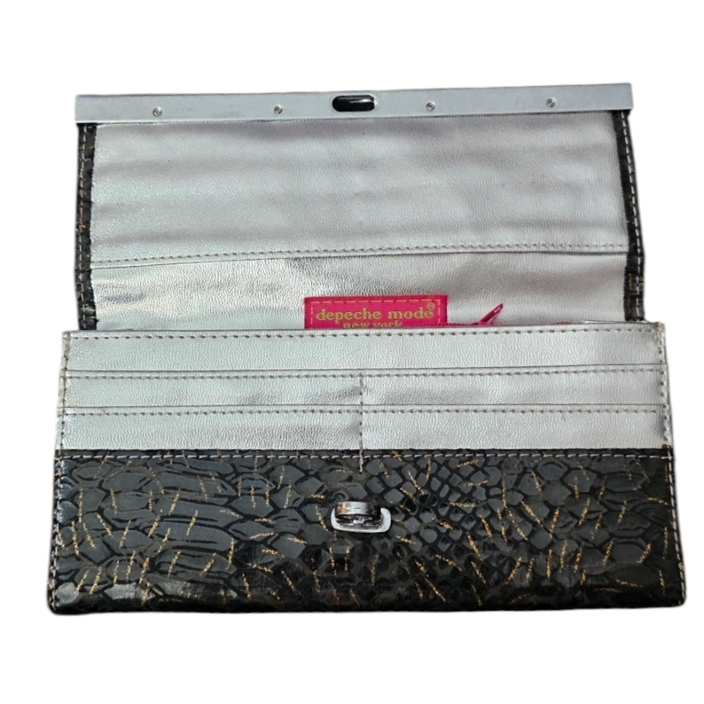 Depeche Mode New York - Black Studded Slim Wallet Clutch Crocodile Patte… - Picture 3 of 9